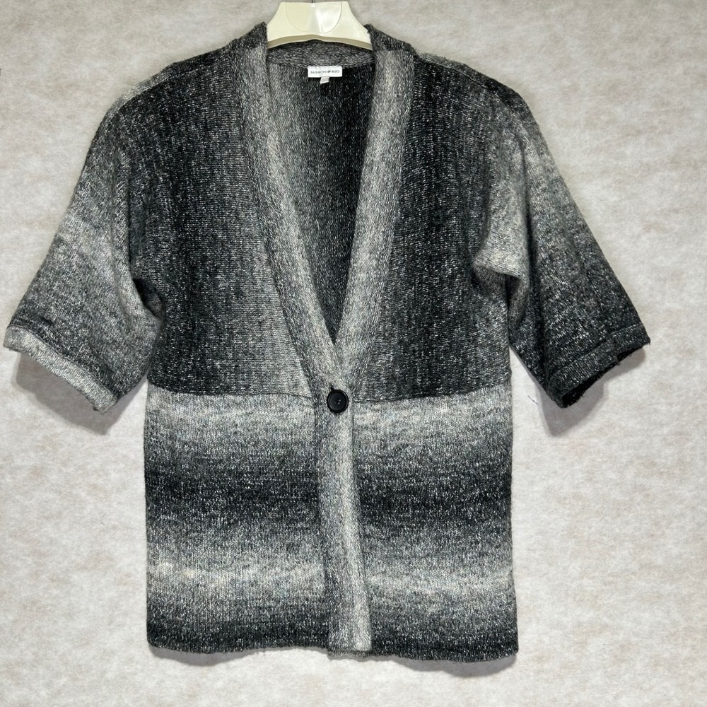 Fashion Bug Womens 18/20W Grey Ombre Wool Blend Short Sleeve Cardigan Sweater